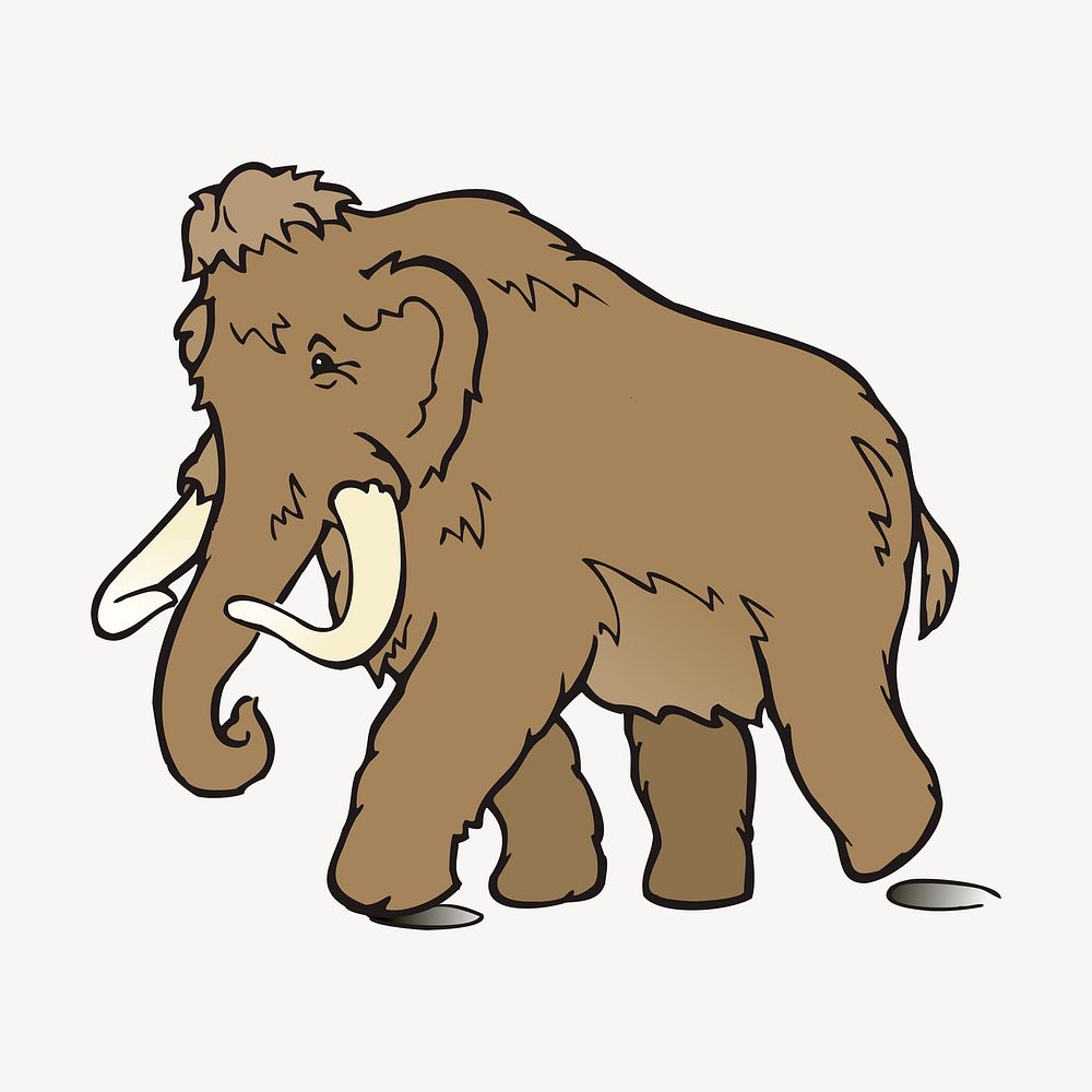 Mammoth sticker, extinct animal illustration psd. Free public domain CC0 image.