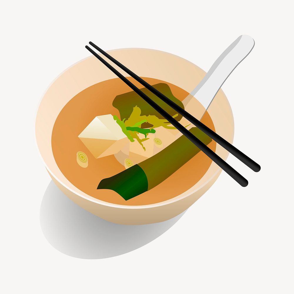 Miso soup clipart, Japanese food illustration. Free public domain CC0 image.