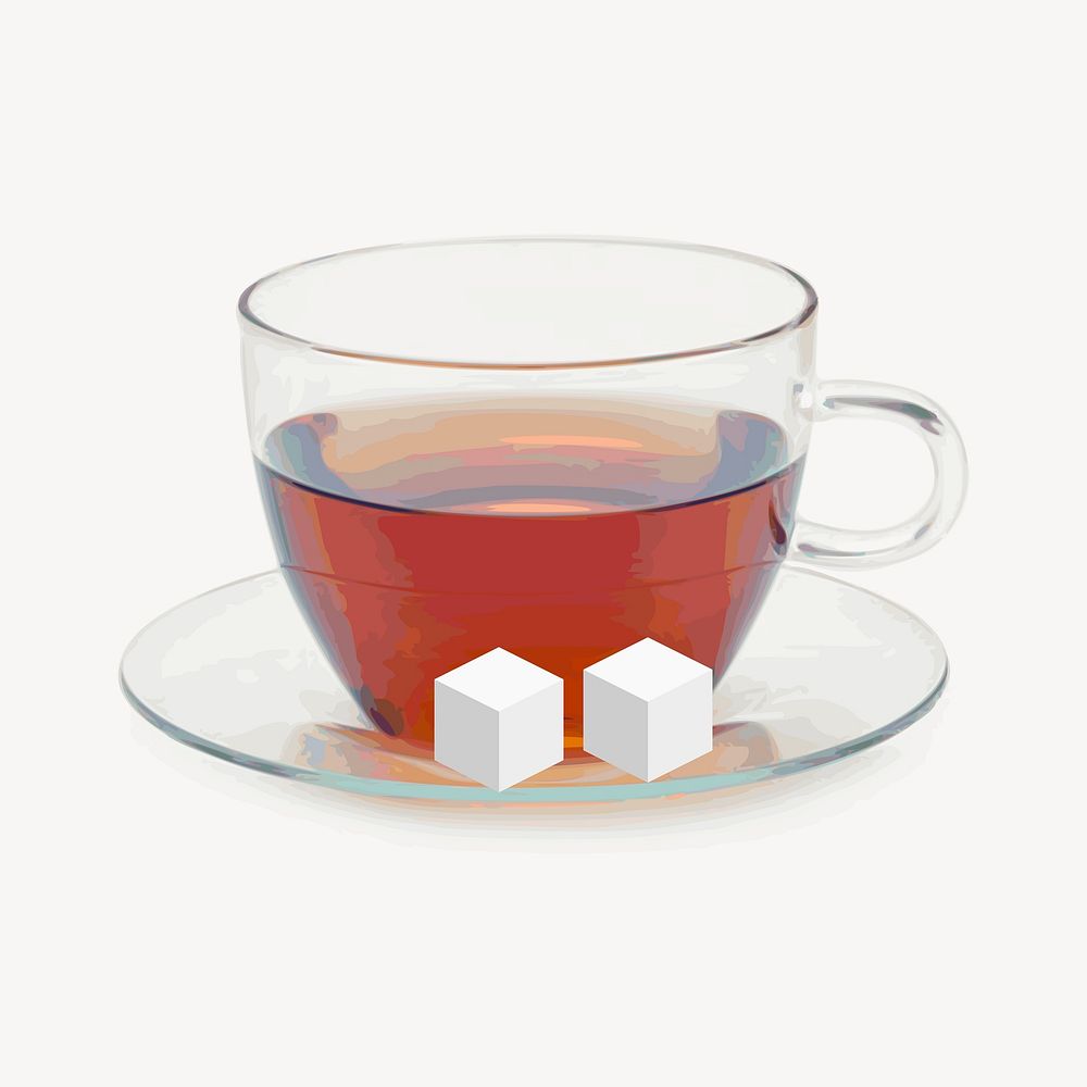 Cup of tea sticker, beverage illustration psd. Free public domain CC0 image.