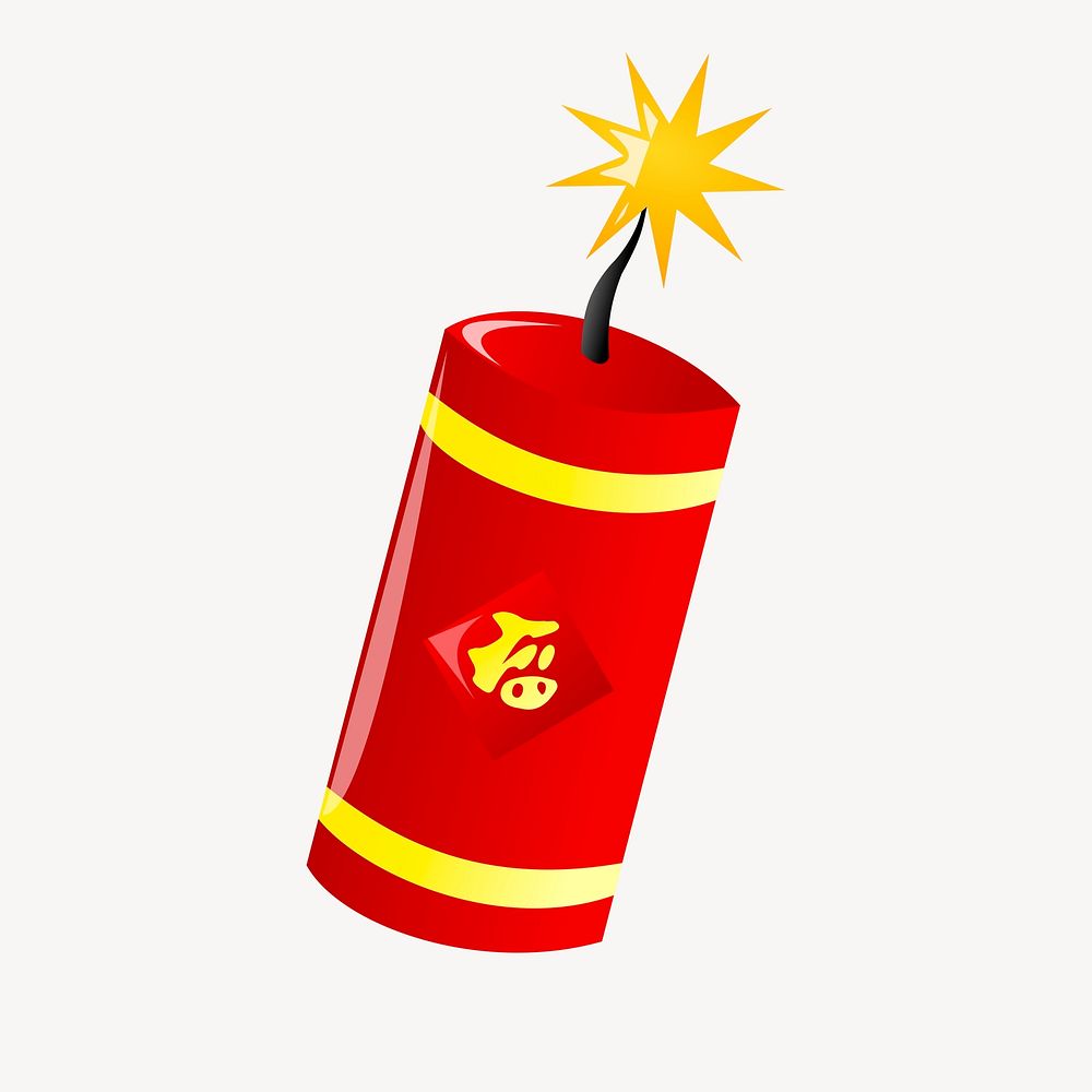 Firecracker clipart, explosive illustration vector. Free public domain CC0 image.