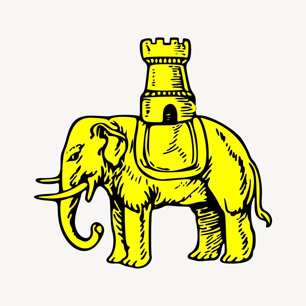 Elephant chess sticker, animal illustration psd. Free public domain CC0 image.