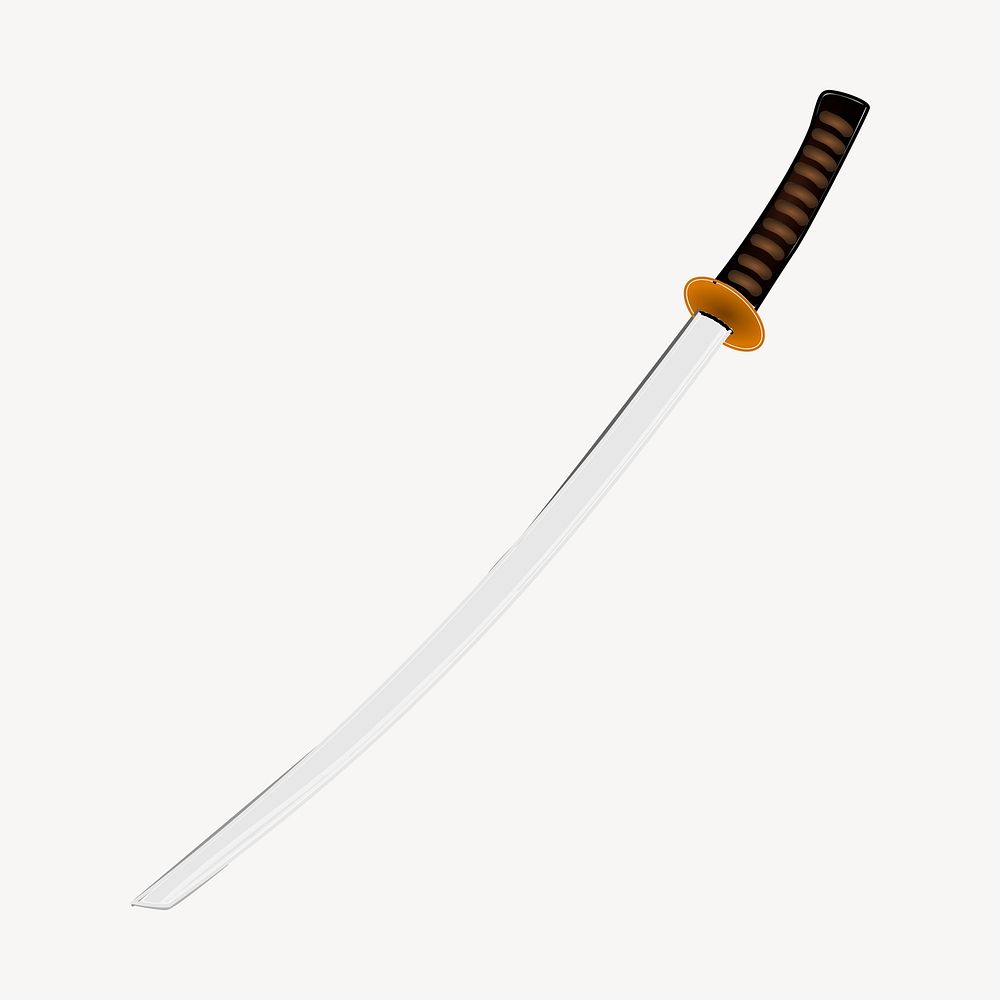 Katana sword clipart, weapon illustration vector. Free public domain CC0 image.