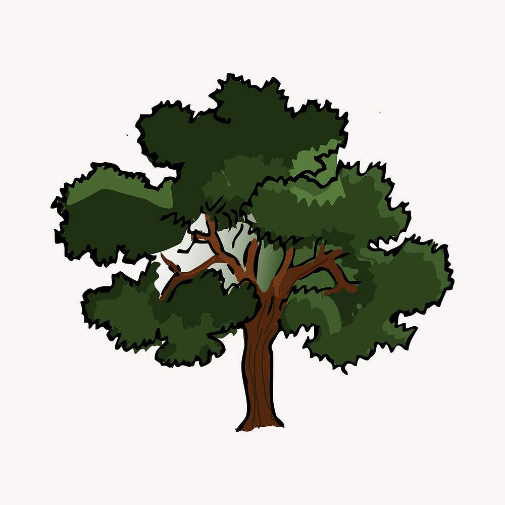 Lone tree sticker, botanical illustration psd. Free public domain CC0 image.