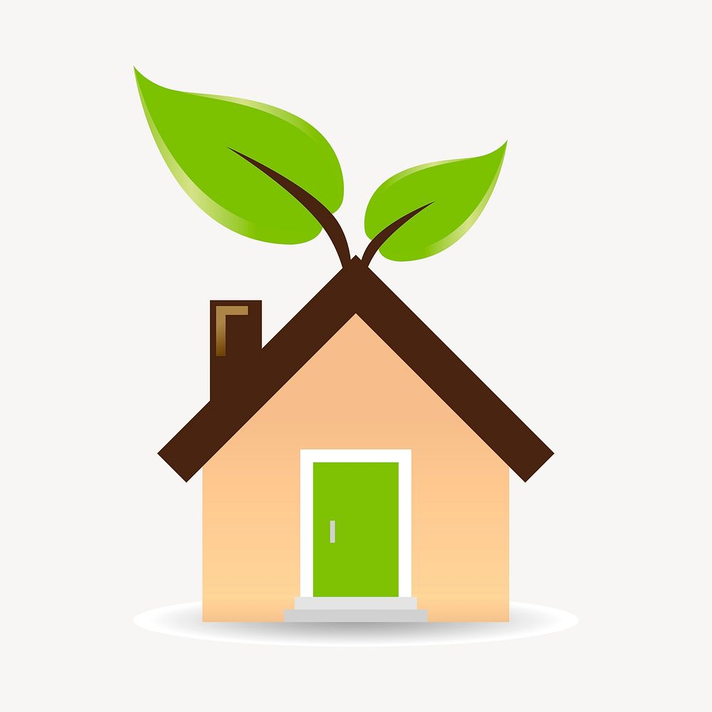 Green house sticker, environment illustration psd. Free public domain CC0 image.