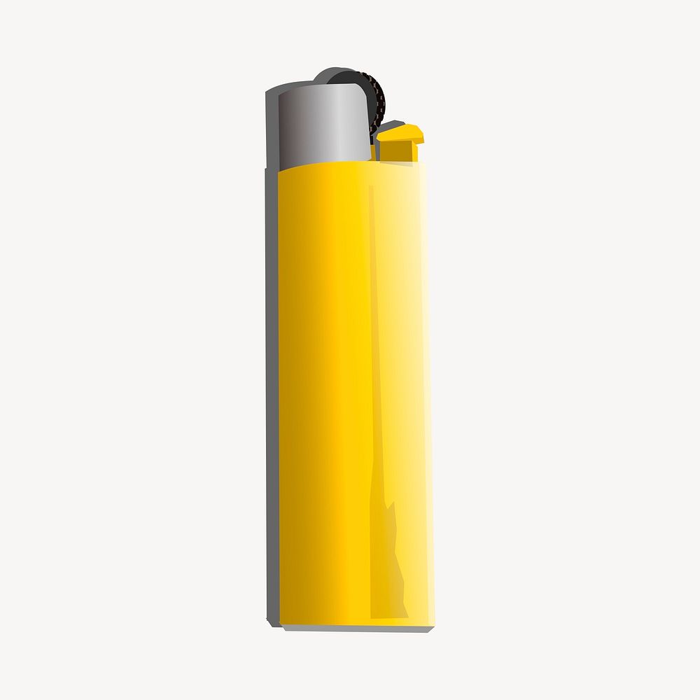 Yellow lighter clipart, object illustration vector. Free public domain CC0 image.