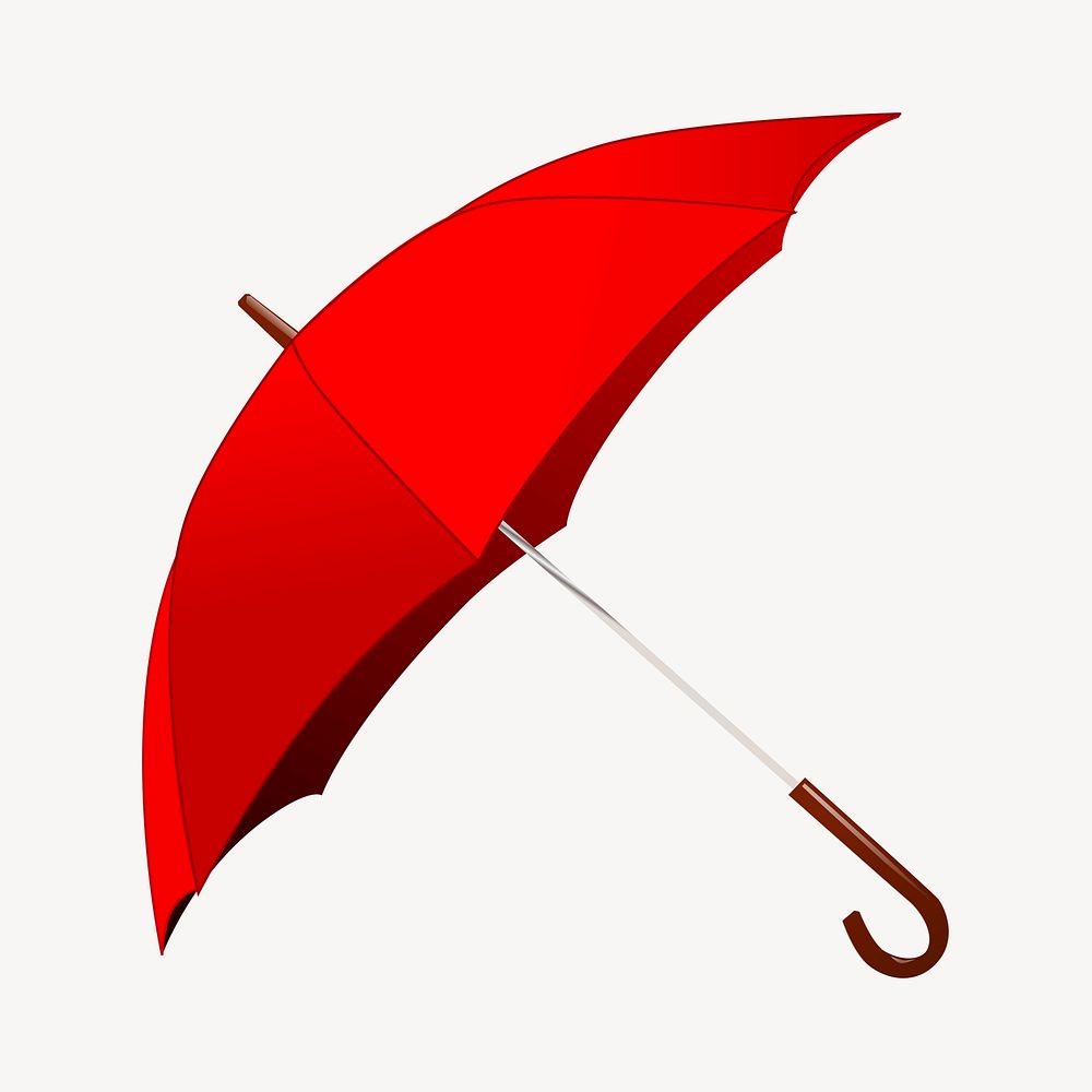 Red umbrella clipart, object illustration vector. Free public domain CC0 image.