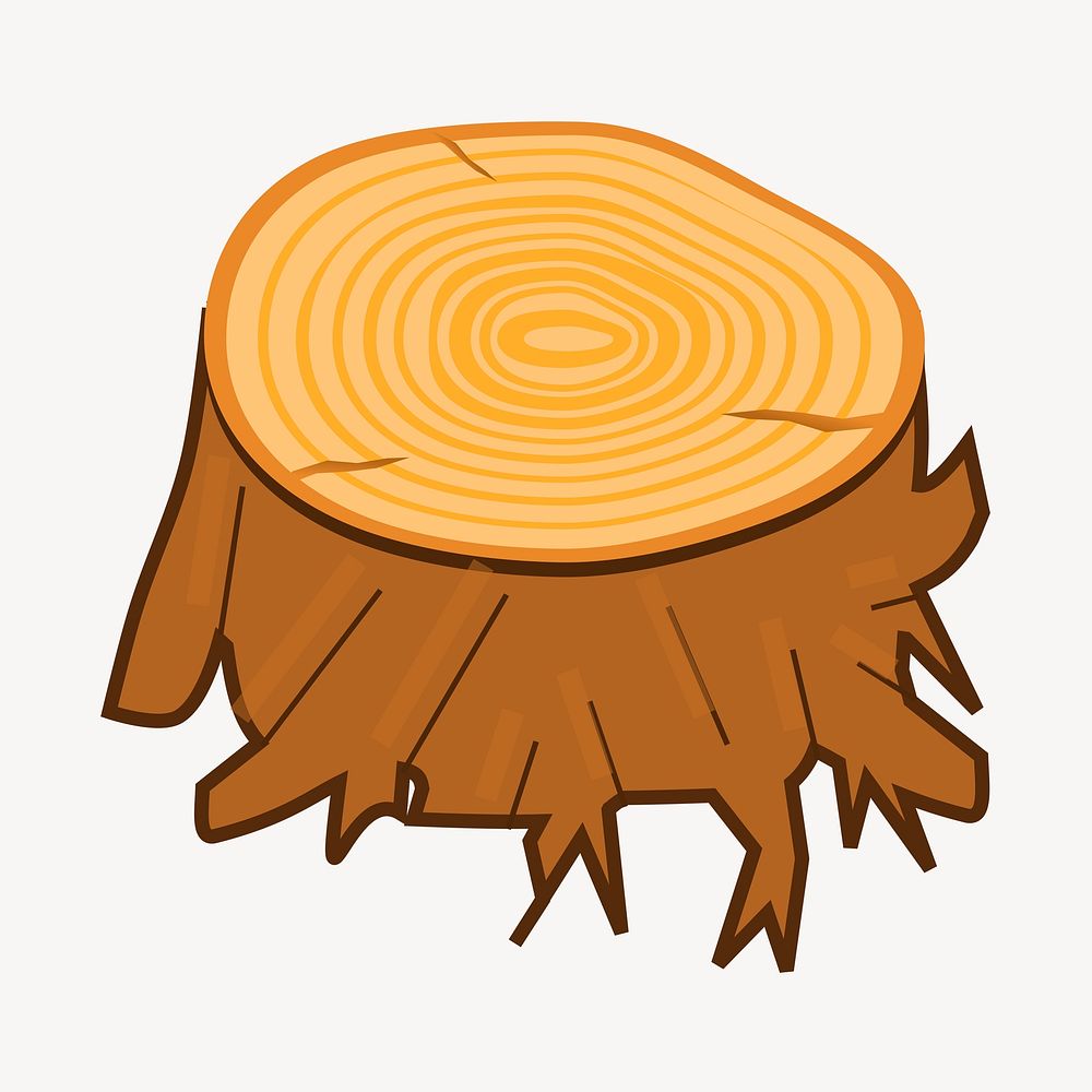 Tree stump sticker, botanical illustration psd. Free public domain CC0 image.