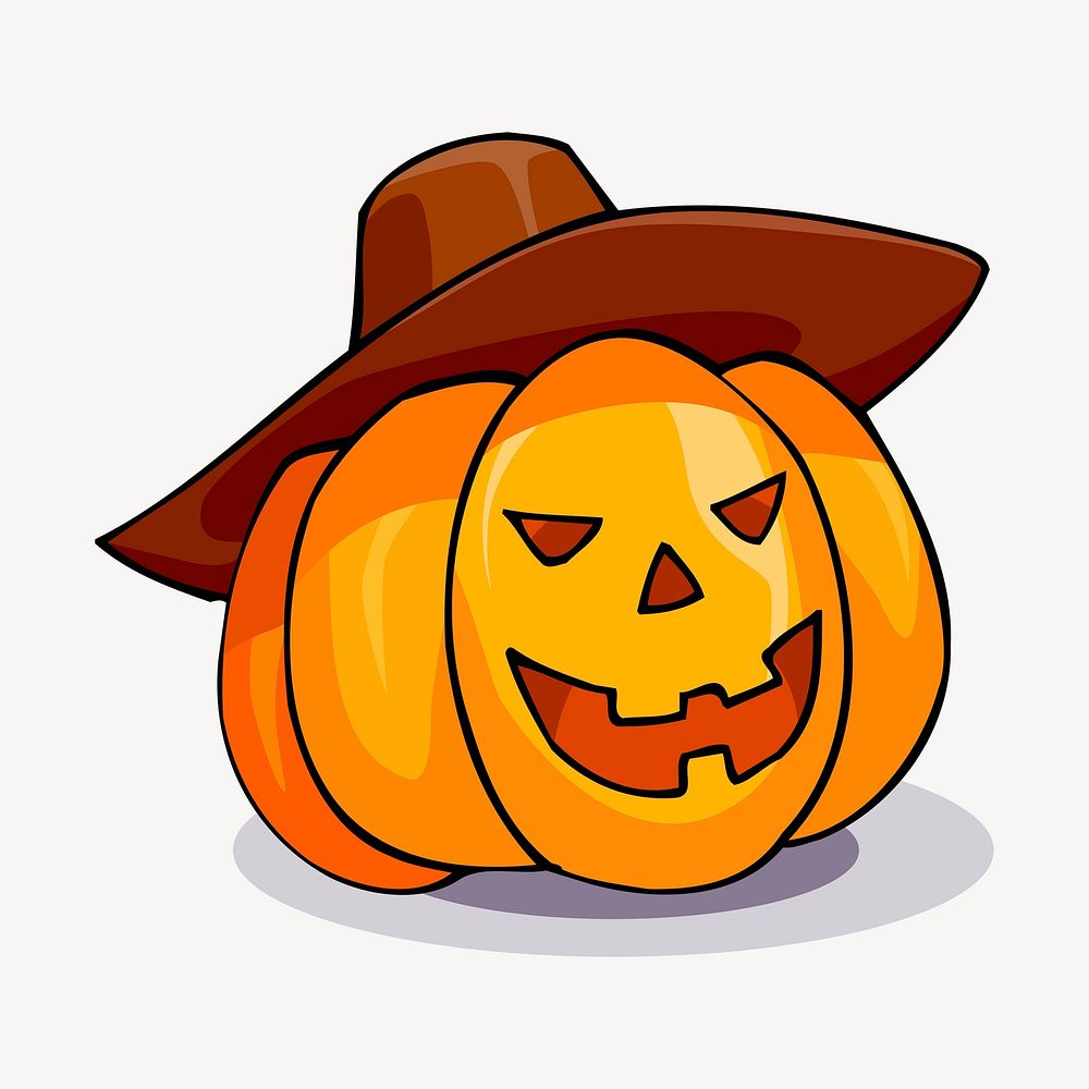 Halloween pumpkin sticker, festive decoration illustration psd. Free public domain CC0 image.