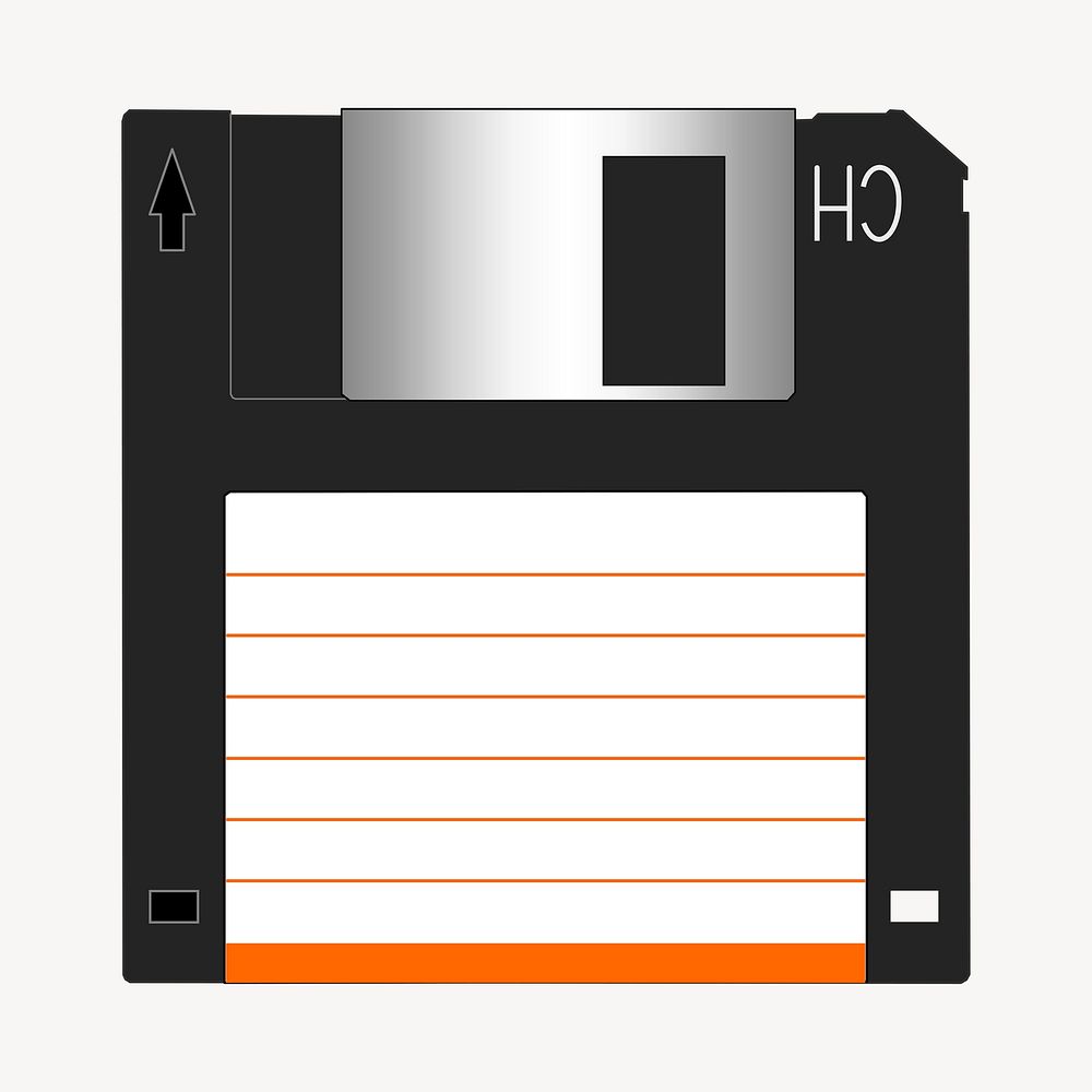 Floppy disk sticker, retro illustration psd. Free public domain CC0 image.