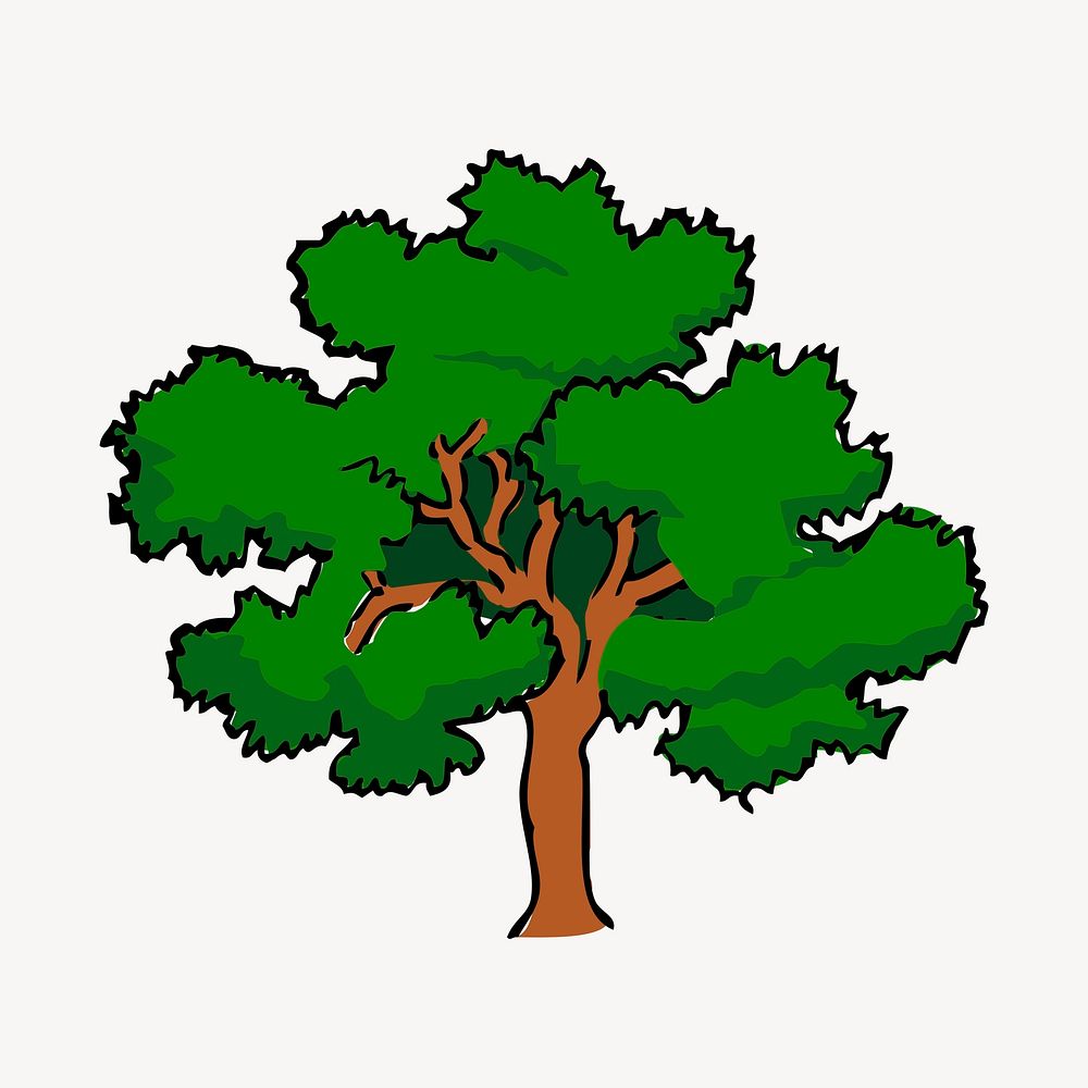 Lone tree clipart, botanical illustration. Free public domain CC0 image.