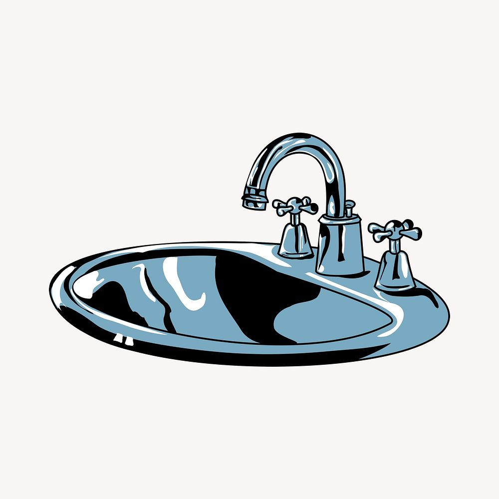 Bathroom sink sticker, furniture illustration psd. Free public domain CC0 image.