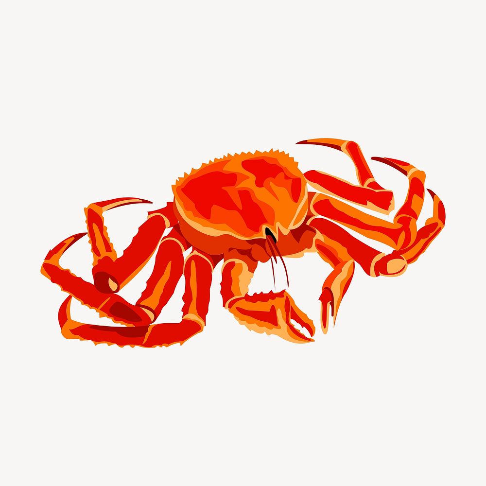 Alaskan crab sticker, sea animal illustration psd. Free public domain CC0 image.