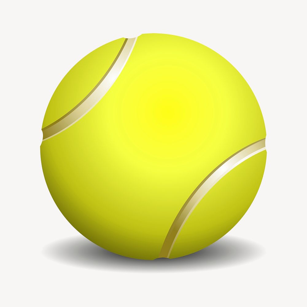 Tennis ball sticker, sport equipment illustration psd. Free public domain CC0 image.