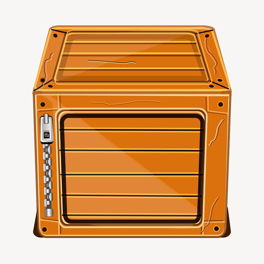 Wooden box clipart, object illustration. Free public domain CC0 image.