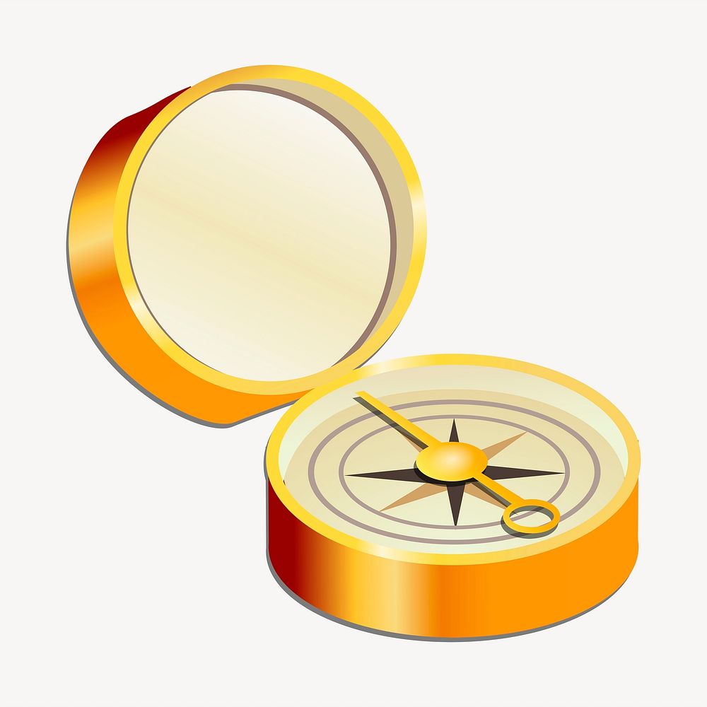 Pocket compass clipart, object illustration. Free public domain CC0 image.