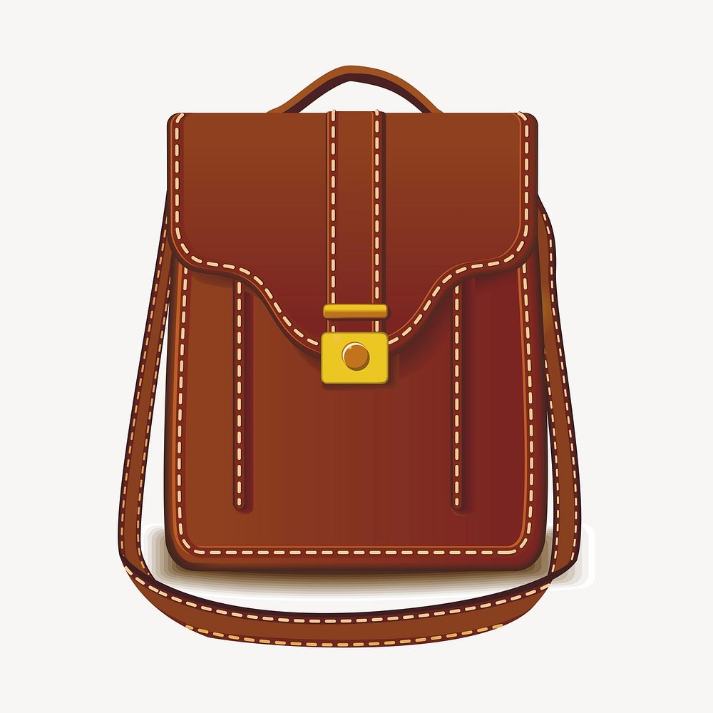 Leather crossbody bag clipart, fashion illustration vector. Free public domain CC0 image.