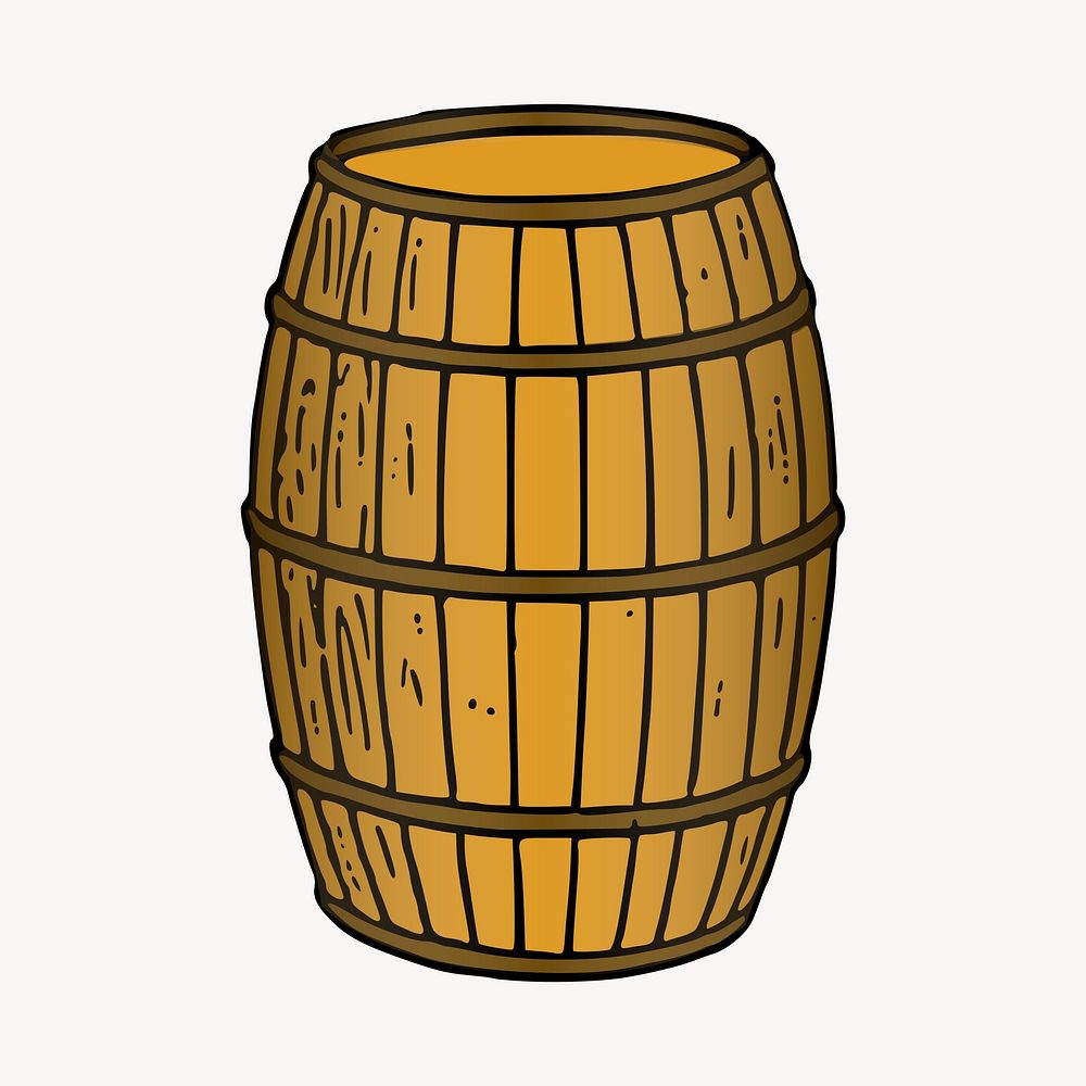 Wooden barrel clipart, object illustration vector. Free public domain CC0 image.
