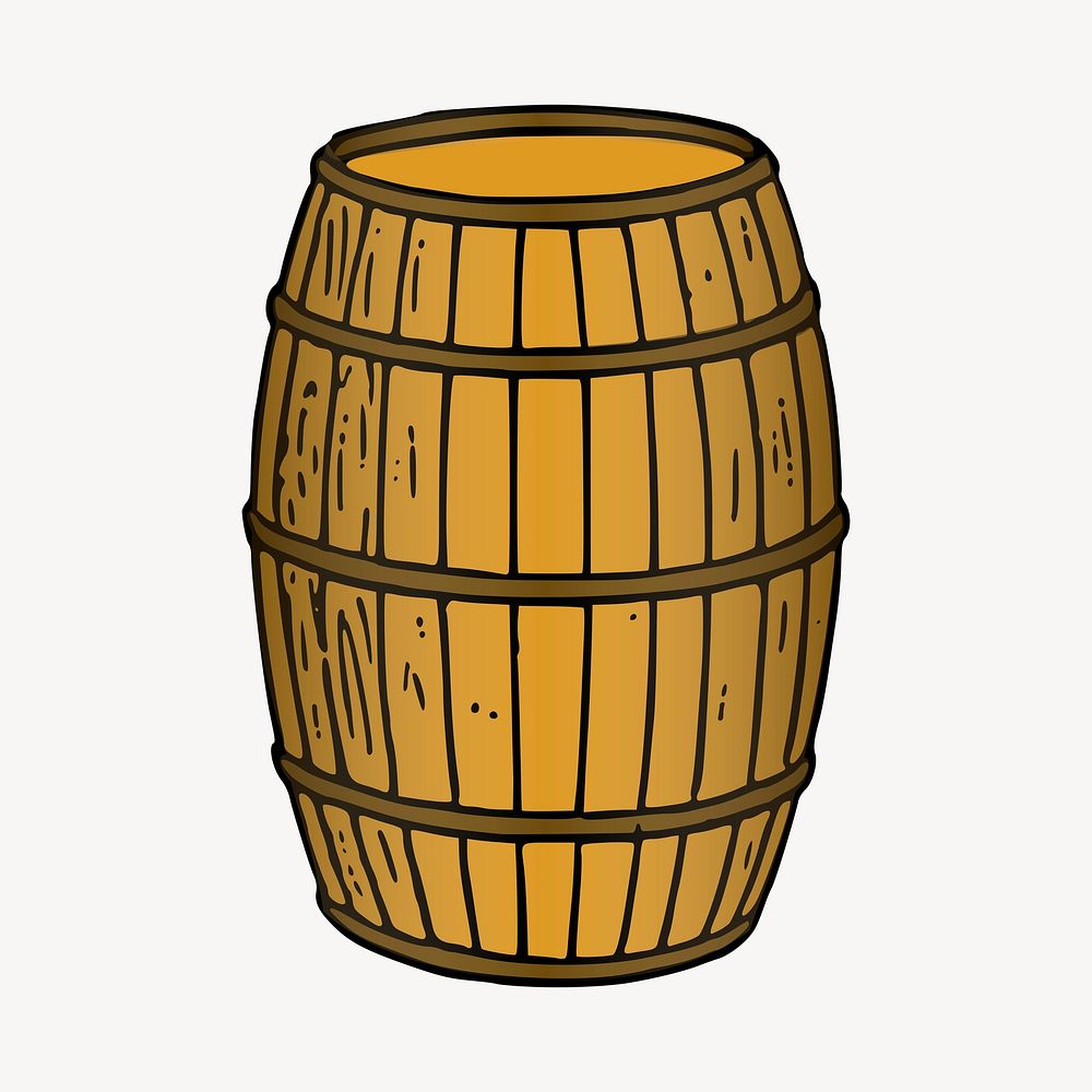 Wooden barrel sticker, object illustration psd. Free public domain CC0 image.