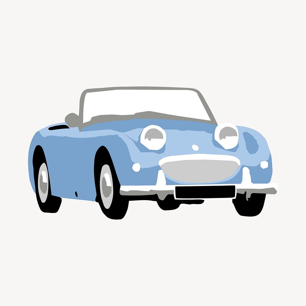 Blue classic car sticker, vehicle illustration psd. Free public domain CC0 image.