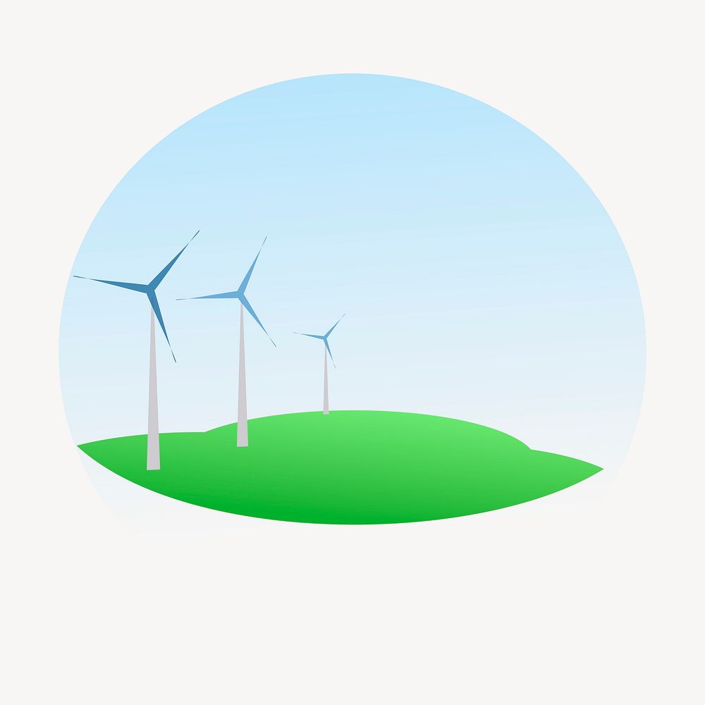 Wind farm clipart, environment illustration. Free public domain CC0 image.