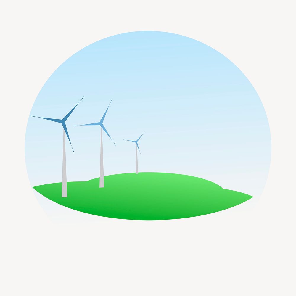 Wind farm sticker, environment illustration psd. Free public domain CC0 image.