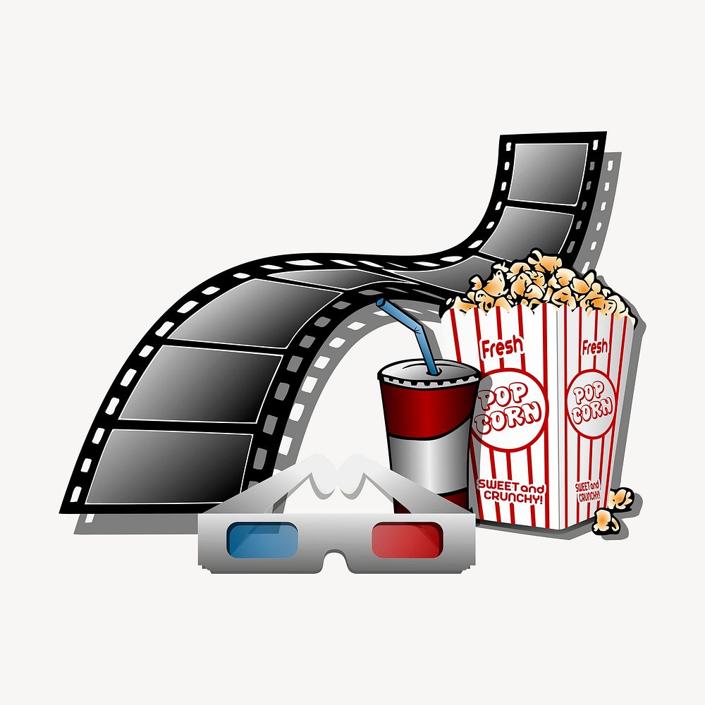 Movie set sticker, entertainment illustration psd. Free public domain CC0 image.