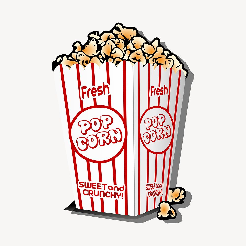 Popcorn sticker, food illustration psd. Free public domain CC0 image.