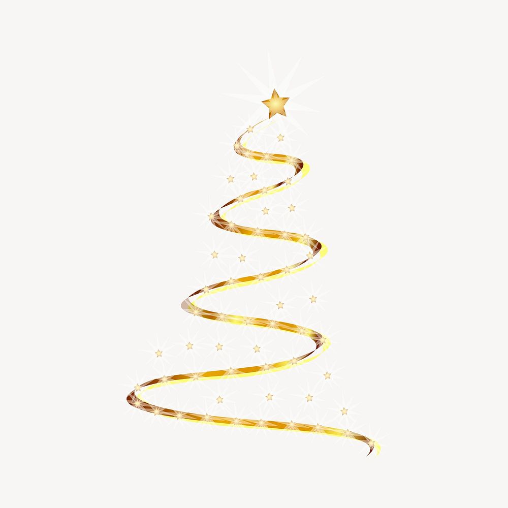 Christmas tree ribbon sticker, decoration illustration psd. Free public domain CC0 image.