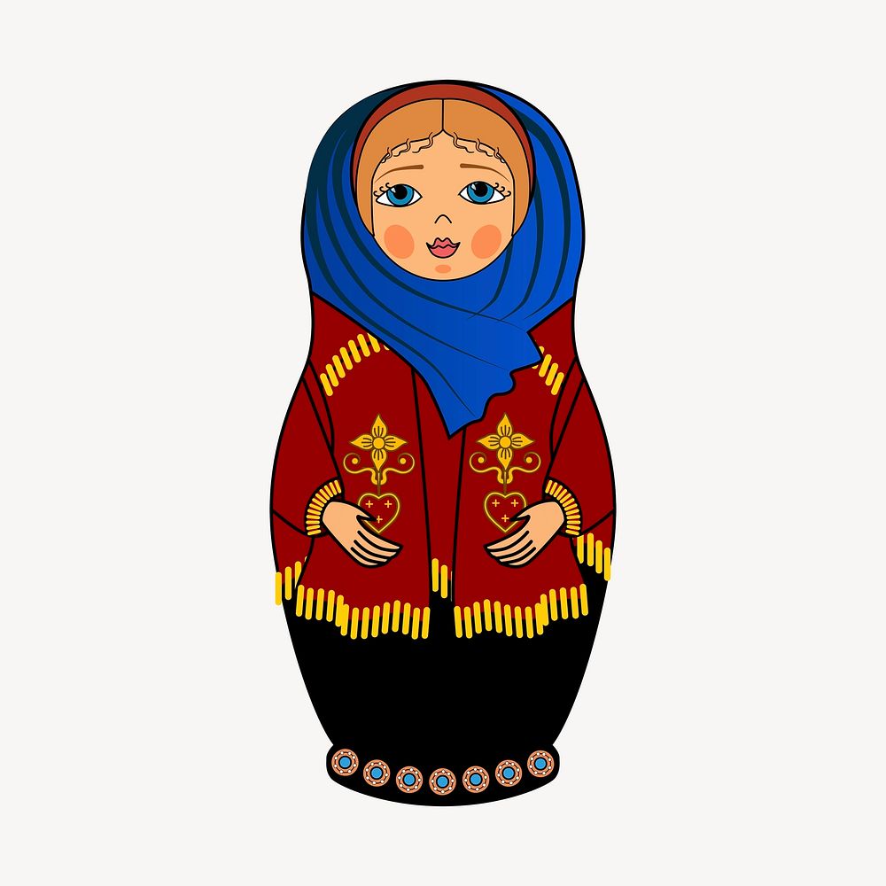 Matryoshka doll clipart, object illustration vector. Free public domain CC0 image.