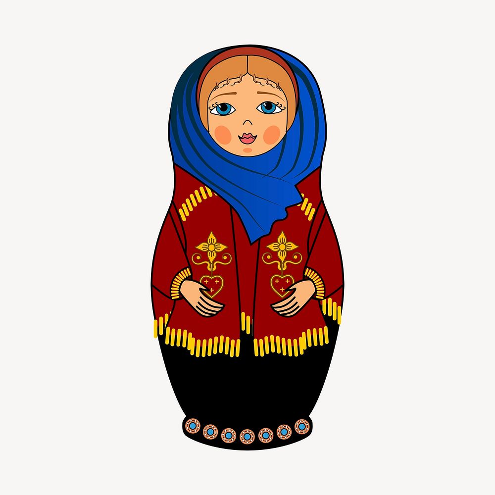 Matryoshka doll sticker, object illustration psd. Free public domain CC0 image.