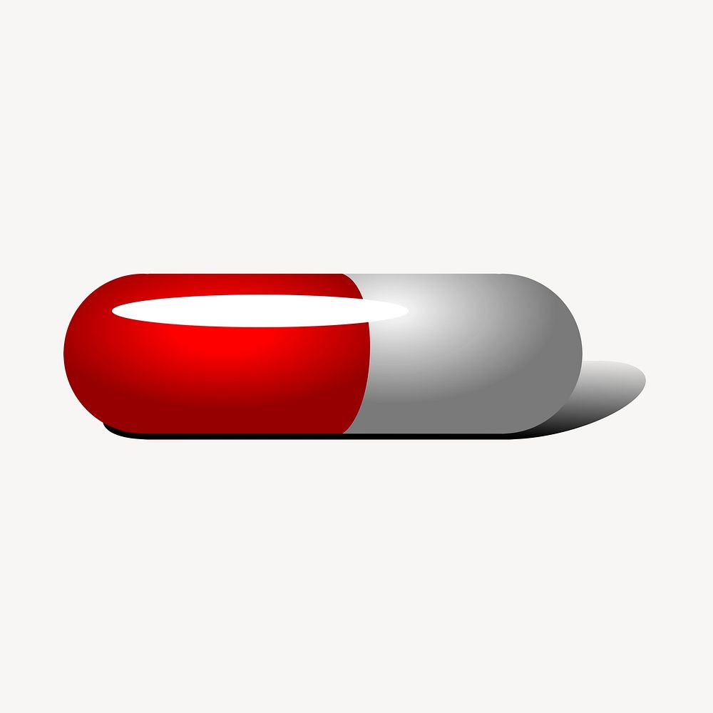 Medicine capsule clipart, health illustration vector. Free public domain CC0 image.