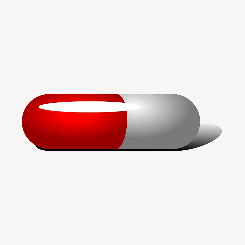 Medicine capsule clipart, health illustration. Free public domain CC0 image.
