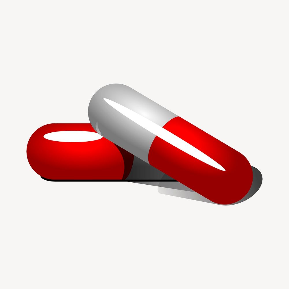 Medicine capsules clipart, health illustration. Free public domain CC0 image.