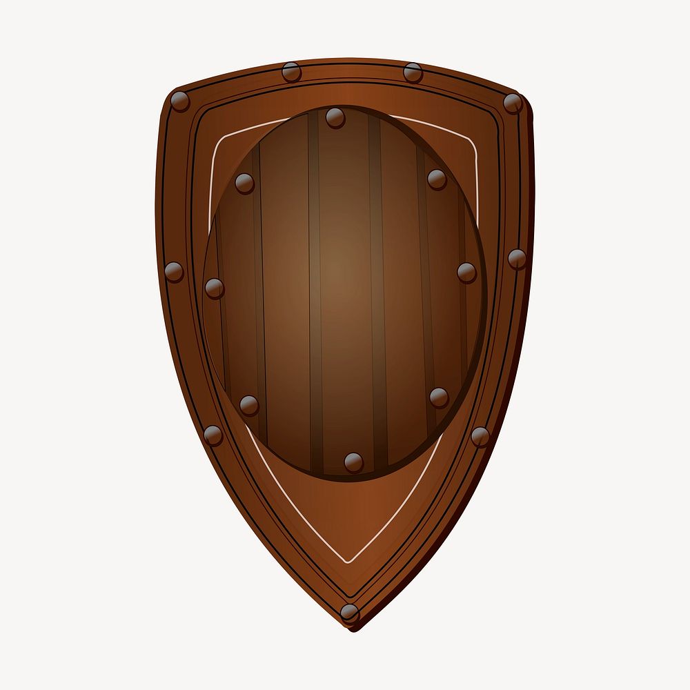 Wooden shield frame sticker, decoration illustration psd. Free public domain CC0 image.
