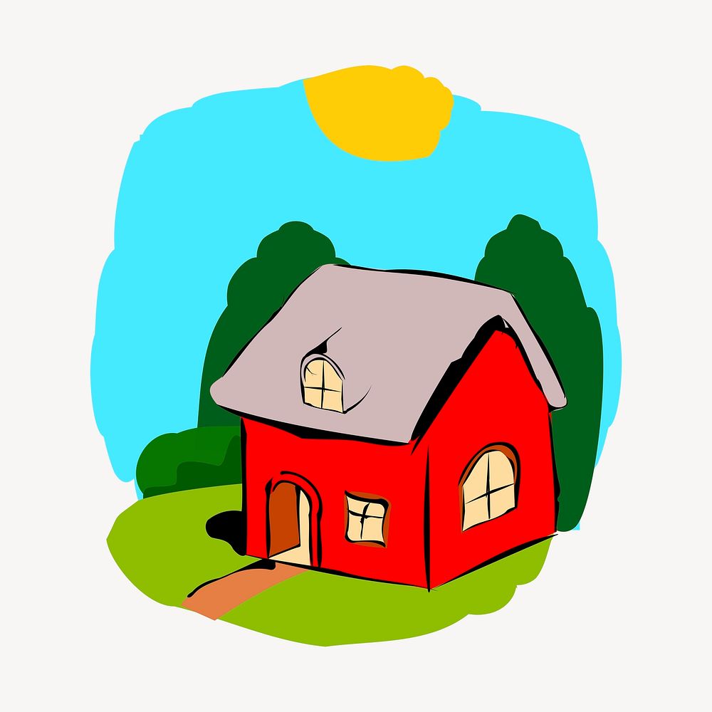 House cartoon clipart, real estate illustration. Free public domain CC0 image.