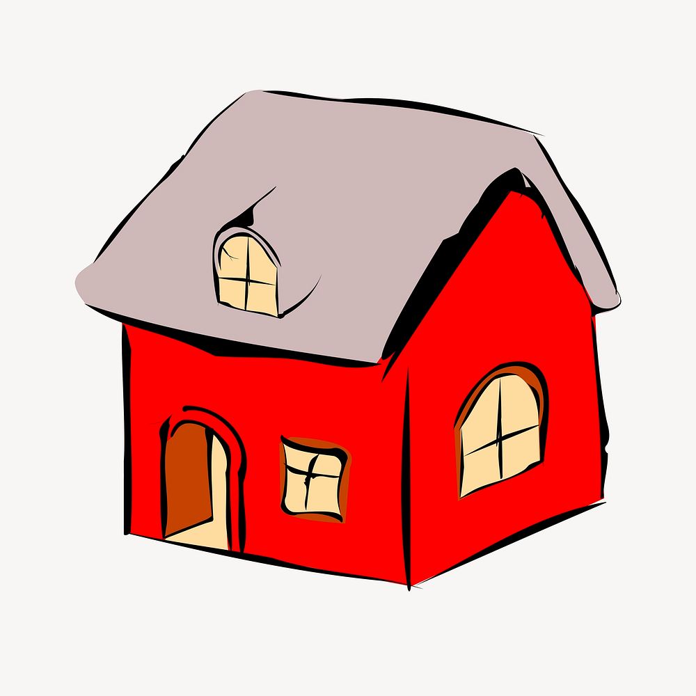 House cartoon sticker, real estate illustration psd. Free public domain CC0 image.