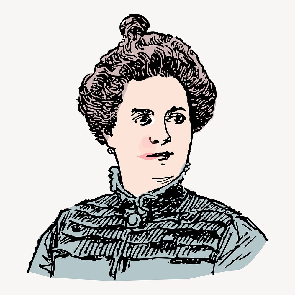 Victorian woman clipart, vintage portrait illustration vector. Free public domain CC0 image.