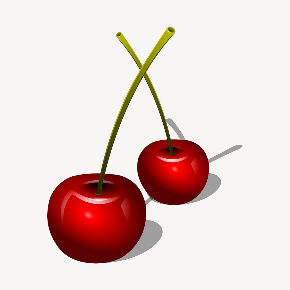 Cherries sticker, fruit illustration psd. Free public domain CC0 image.