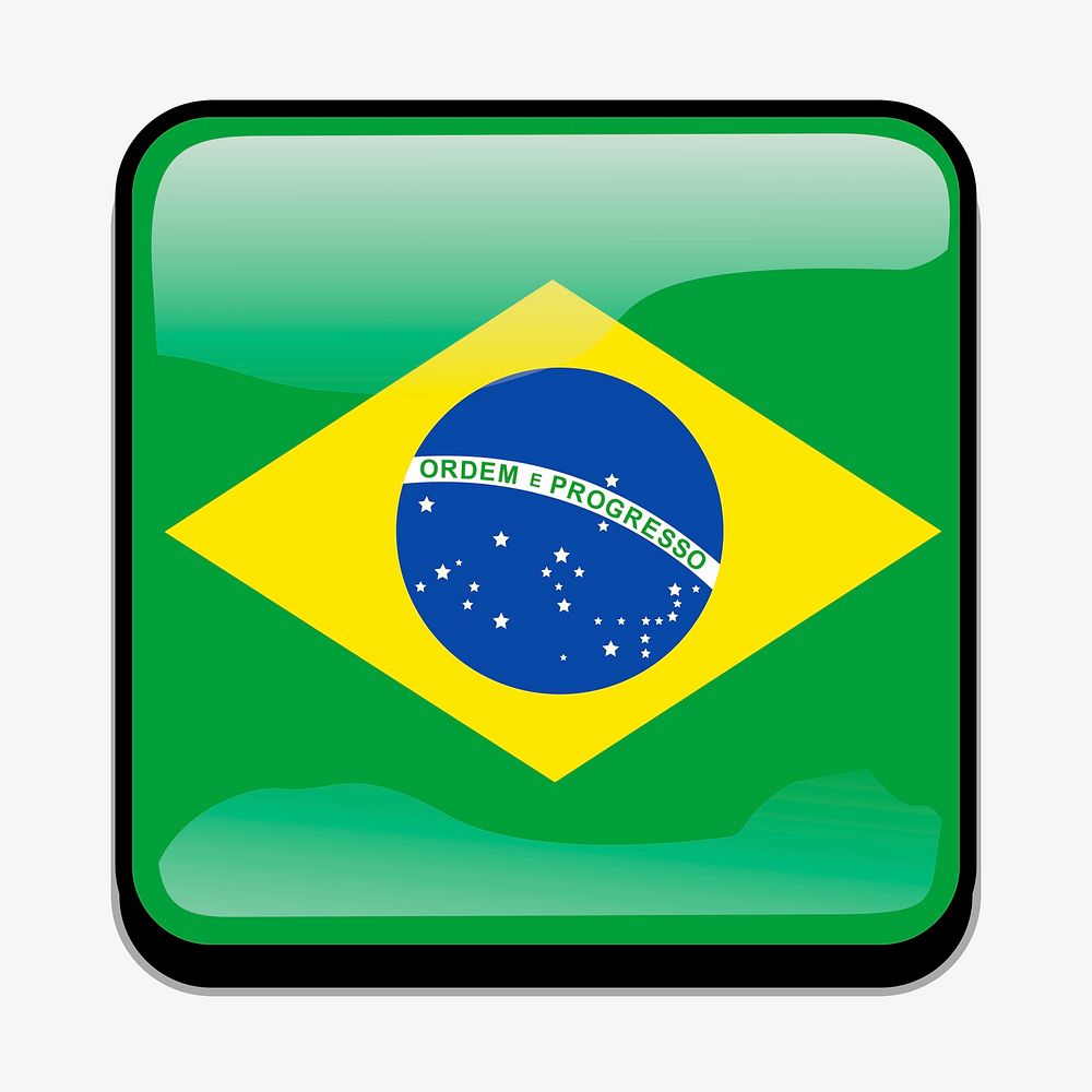 Brazil flag sticker, icon illustration psd. Free public domain CC0 image.