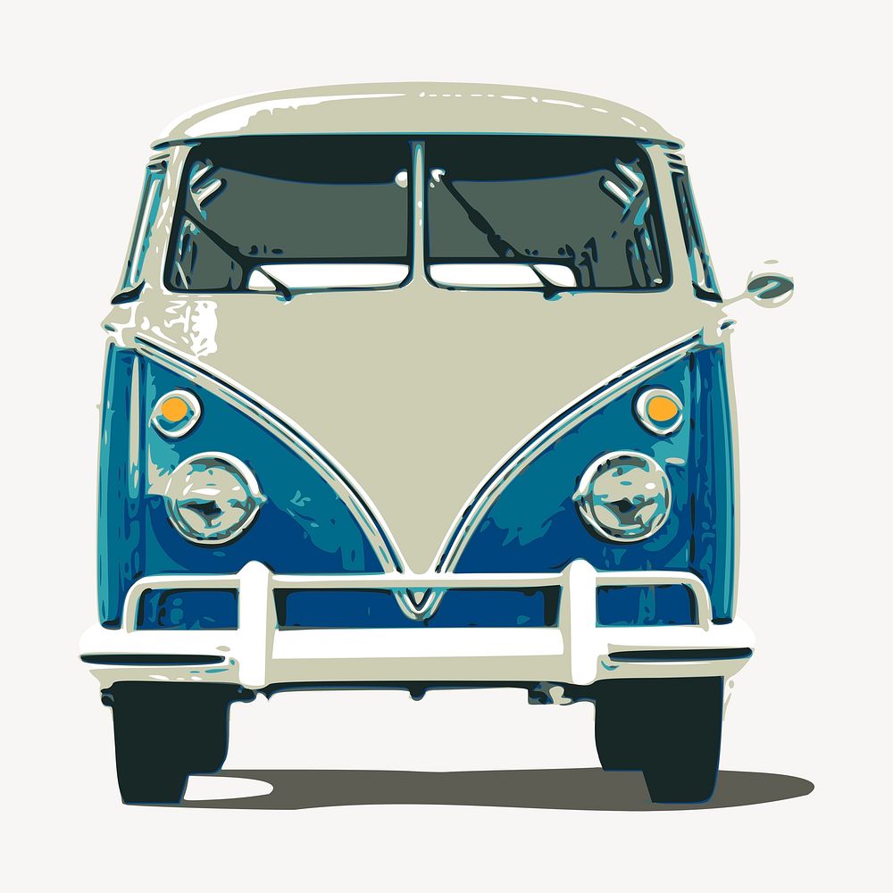 Vintage campervan sticker, vehicle illustration psd. Free public domain CC0 image.
