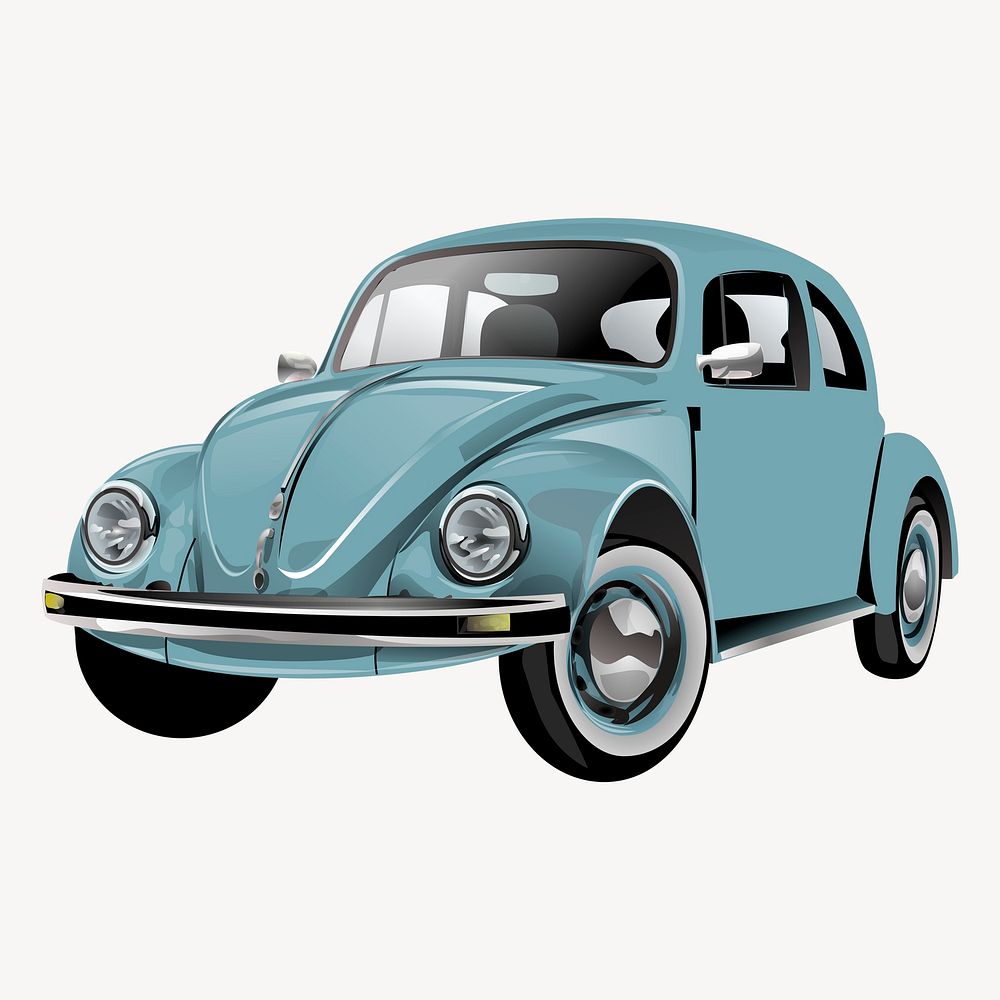 Blue classic car sticker, vehicle illustration psd. Free public domain CC0 image.