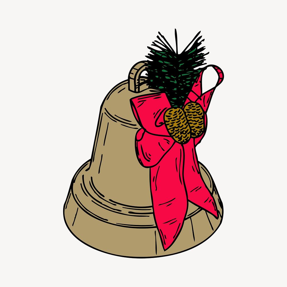 Christmas bell clipart, festive illustration vector. Free public domain CC0 image