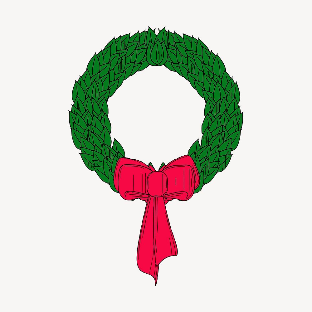 Christmas wreath clipart, festive decoration illustration vector. Free public domain CC0 image