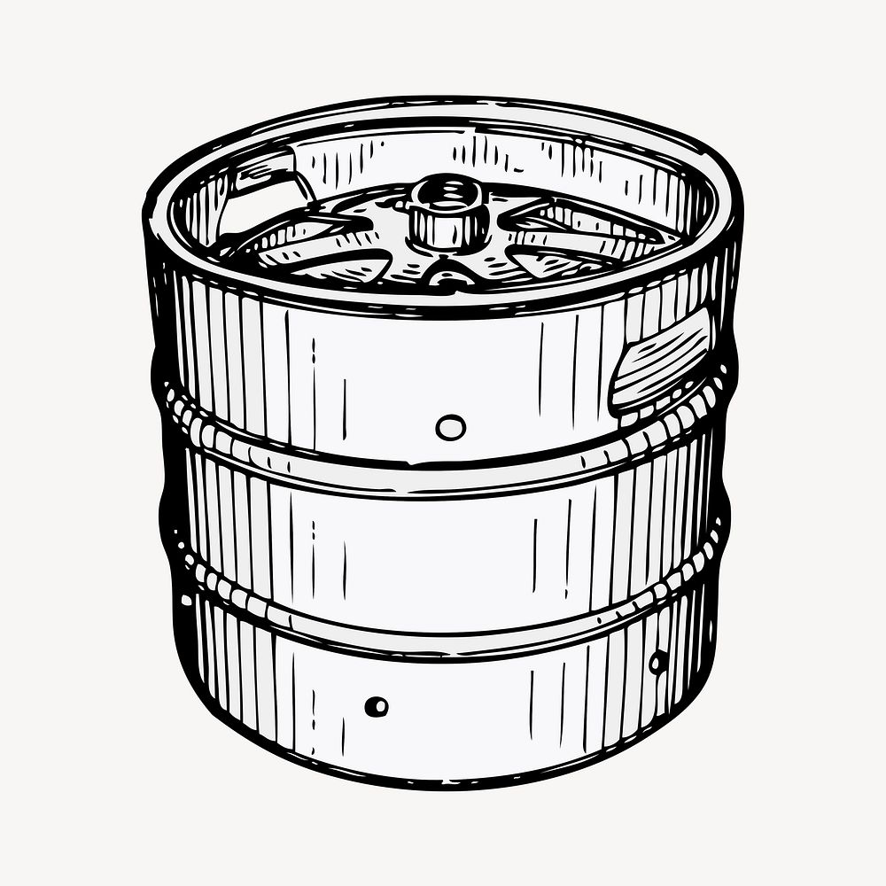 Beer keg, object illustration. Free public domain CC0 image