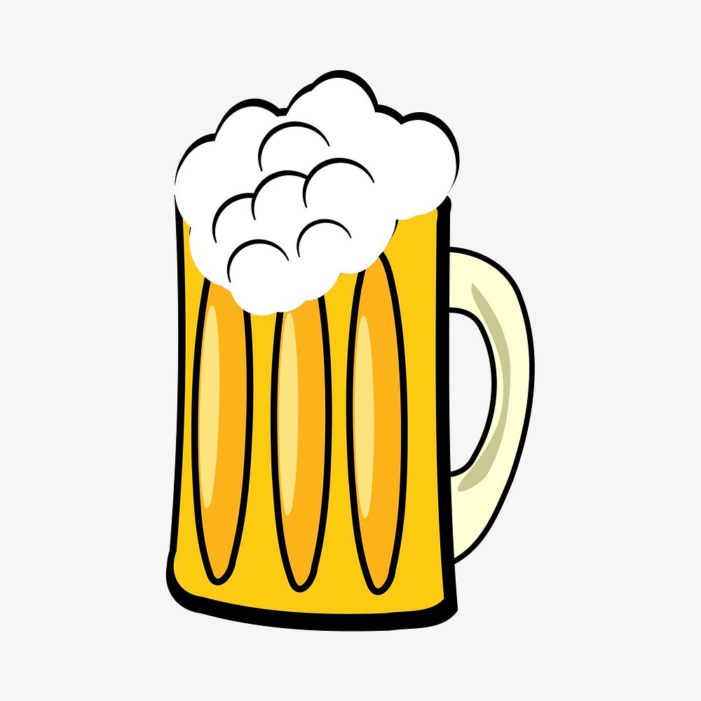 Beer glass, beverage illustration. Free public domain CC0 image