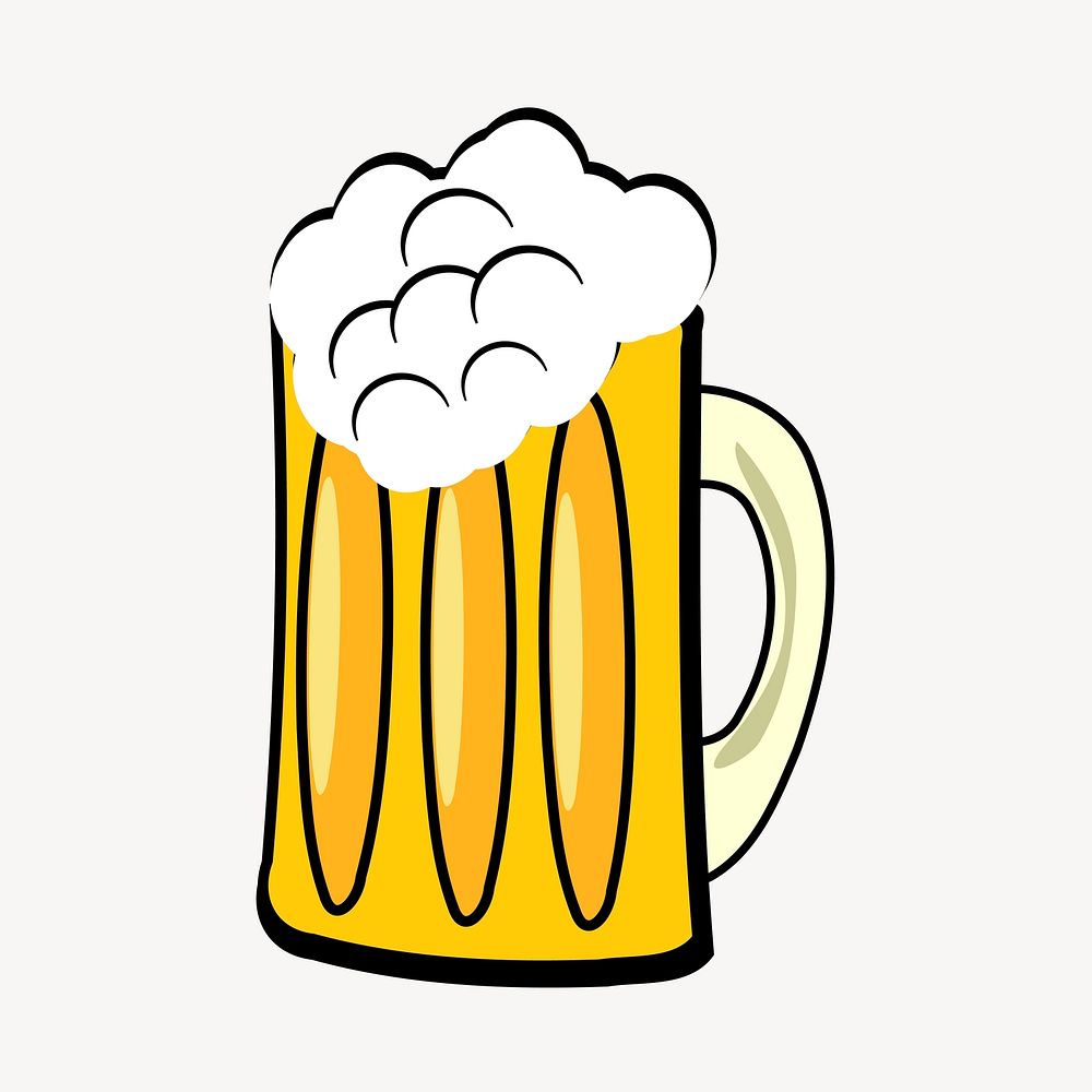 Beer glass clipart, alcoholic beverage illustration vector. Free public domain CC0 image