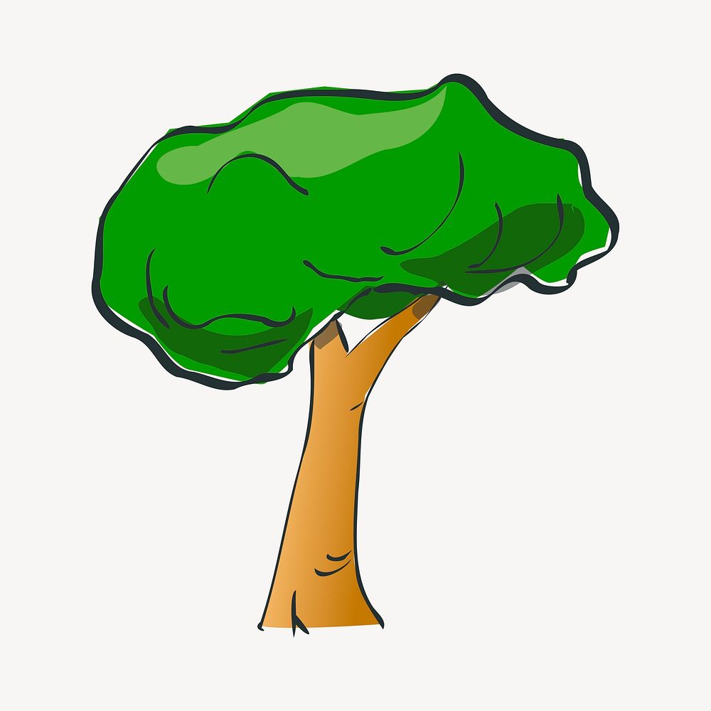 Lone tree, botanical illustration. Free public domain CC0 image