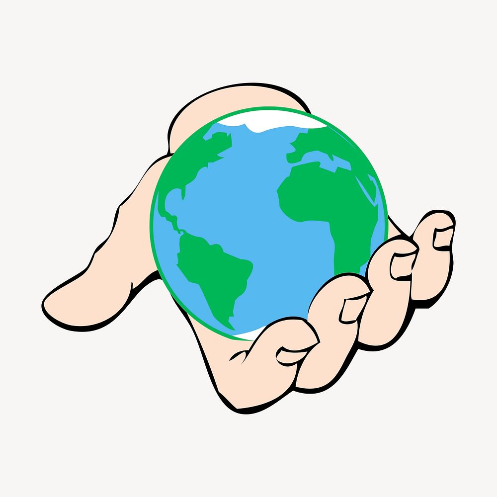 Globe in hand clipart, environment illustration vector. Free public domain CC0 image