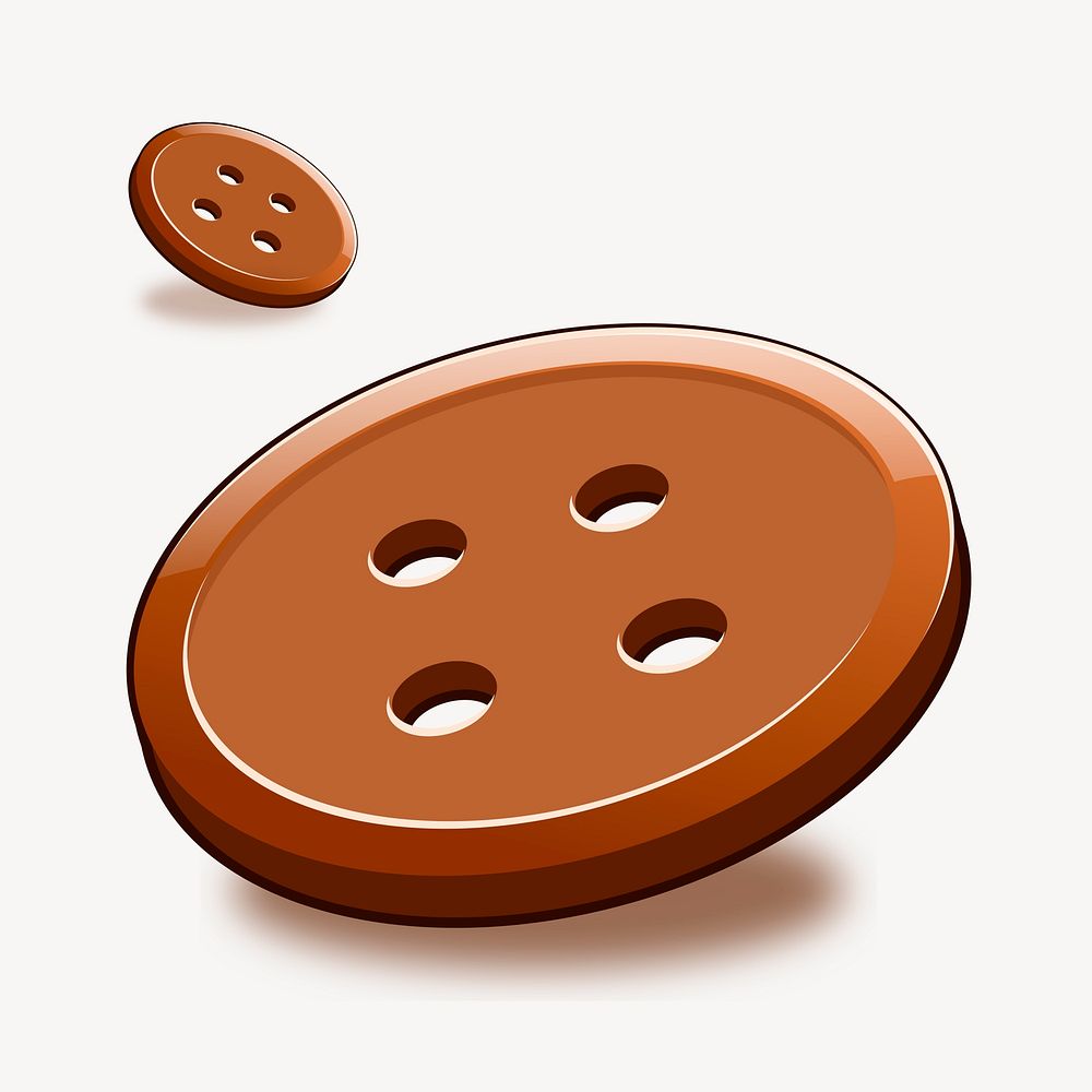 Brown button clipart, illustration vector. Free public domain CC0 image.