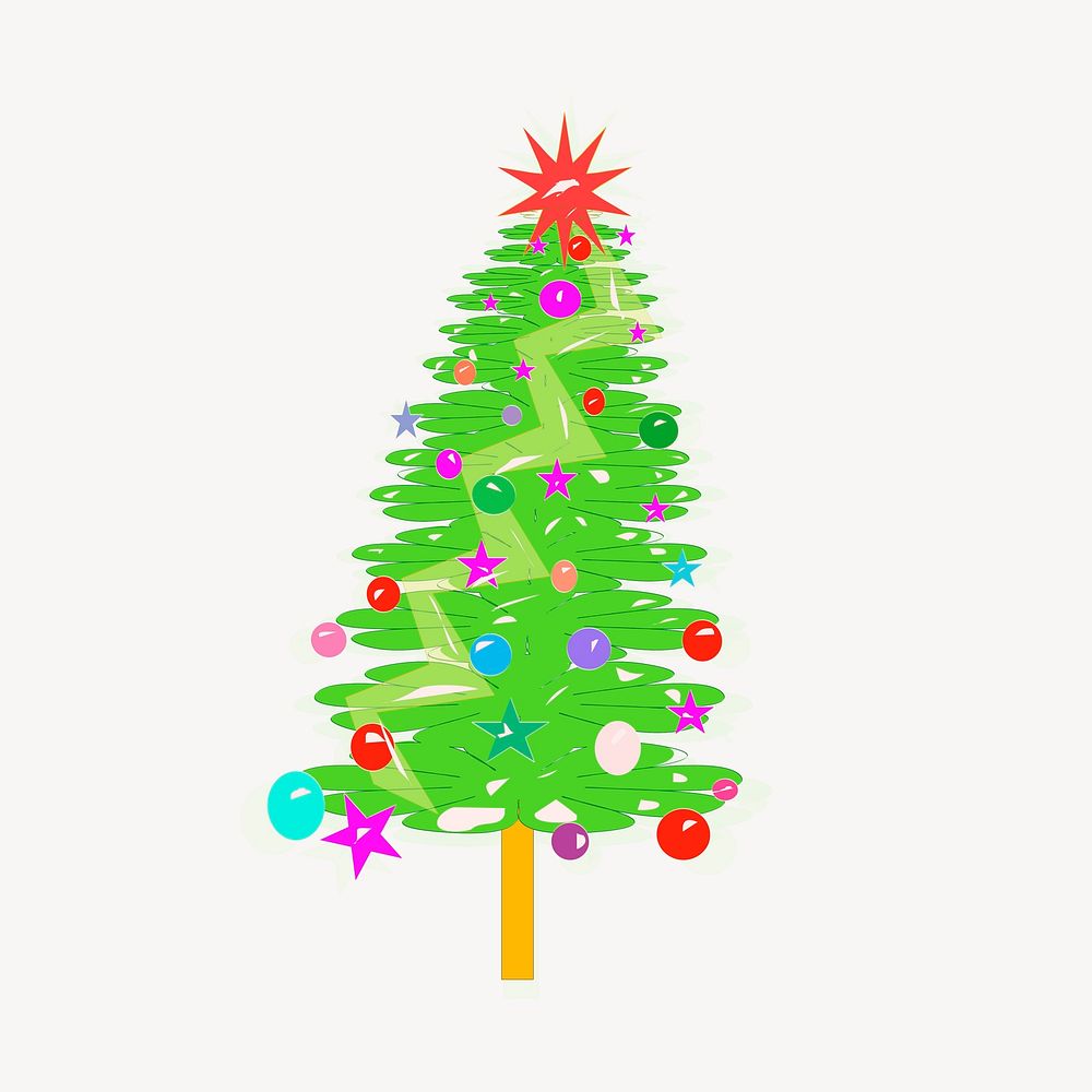 Christmas tree, festive illustration. Free public domain CC0 image